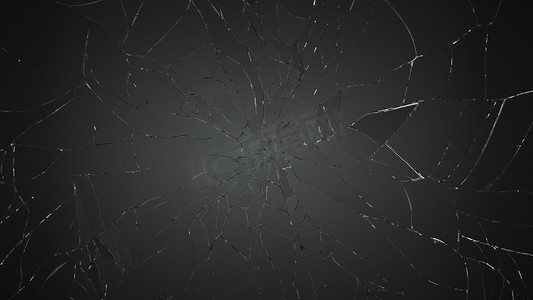 玻璃破碎摄影照片_黑色的玻璃破碎和破坏