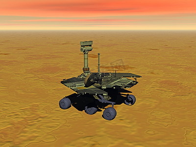 火星探测器在行星表面滚动