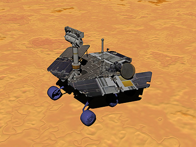 火星探测器在行星表面滚动