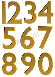 金色 3d 现代数字字体
