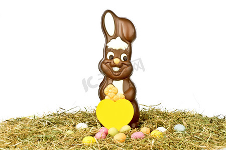 复活节兔子用稻草彩蛋