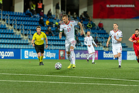 R. Varga HUN 在卡塔尔 2022 年世界杯预选赛安道尔对匈牙利的比赛中表现出色