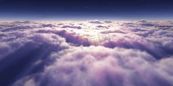 梦想飞在云层之上射线光