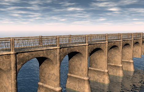 长长的石桥踩在水面上