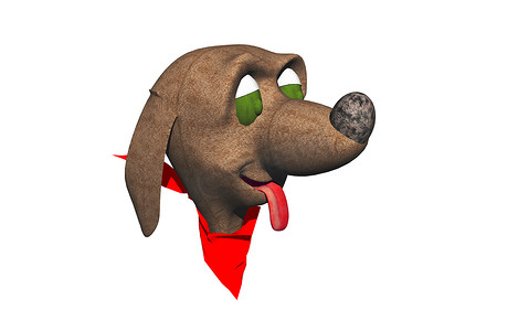 棕色狗头，红项圈和松软的耳朵