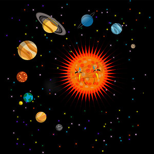 太阳系可爱插画