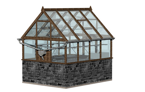 花园里带玻璃窗的小温室