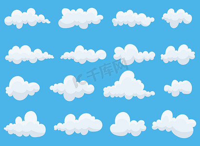 云集矢量设计插图在蓝色背景下被隔离