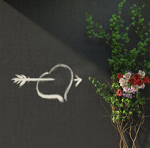 花卉和植物假日概念背景与热图片在墙上