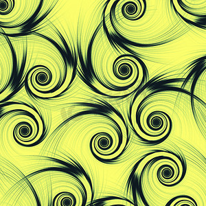 黄绿色摄影照片_黄绿色背景中的黑色螺旋