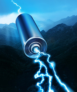 能源动力电池蓝色火花