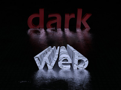 黑色背景 3D 渲染上的 Darkweb 红色和白色文本字