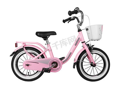 孤立的粉红色儿童自行车