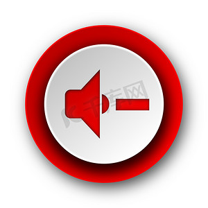 白色背景上的扬声器音量红色现代 web 图标