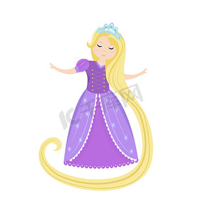 艾莎公主摄影照片_可爱的小公主长发公主。