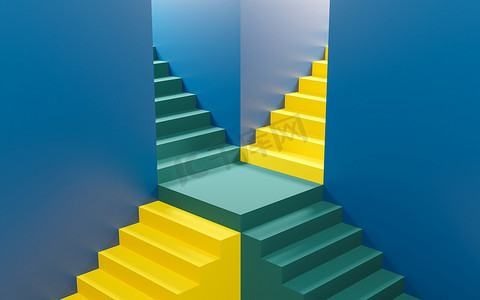 彩色楼梯产品展台模型