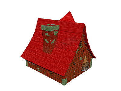 房子卡通房子摄影照片_带坡屋顶的红色卡通房子