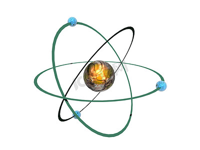 具有原子核和电子的简单原子模型