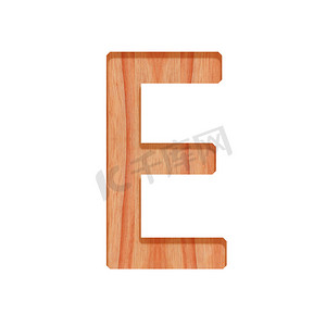 木制复古字母图案美丽的 3d 隔离在白色背景，大写字母 E