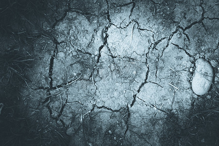 干裂的摄影照片_田地上干裂的土壤，全球变暖