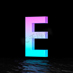 青色洋红色字体 Letter E 3D