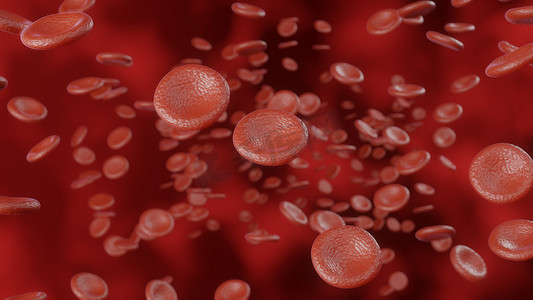 红细胞在血流中移动的 3D 动画。 