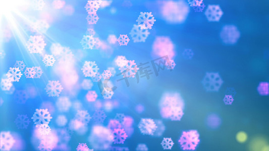 3d高清摄影照片_背景与漂亮的飘落雪花 3D 渲染