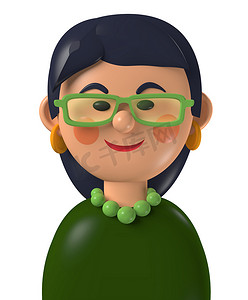 插图人物摄影照片_卡通人物 3d 头像亚洲女商人