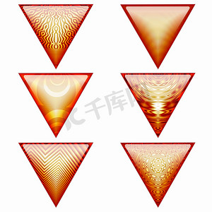 具有 colorrful 分形图案的 3D 光泽红色三角形