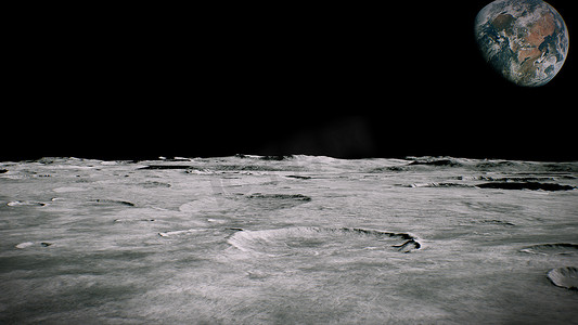 河里月亮摄影照片_月球表面景观。