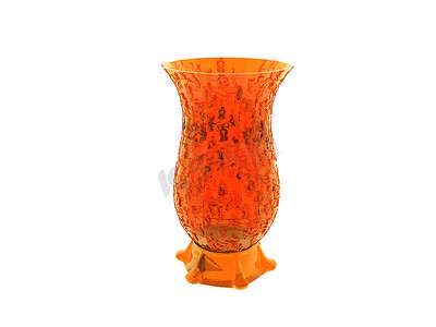 橙色玻璃圆柱作为带蜡烛的风灯
