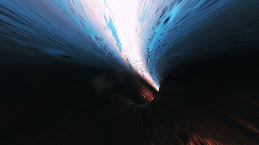 背景与梦幻般的灯光在科幻隧道中飞行。 