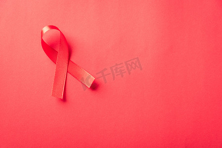 红色蝴蝶结丝带标志 HIV、艾滋病癌症意识