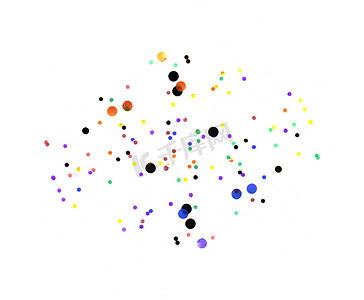 抽象水彩画画了五颜六色的点和闪光颗粒。