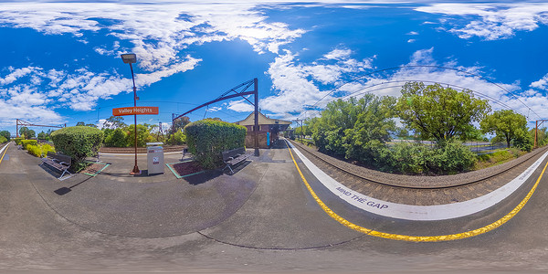 Valley Heights火车站的球面360全景照片