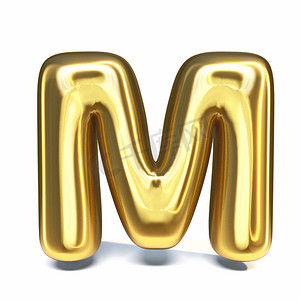 金色字体字母 M 3d