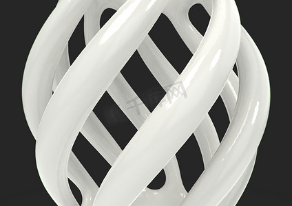 在深灰色背景的抽象白色陶瓷扭转的管