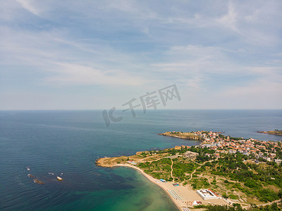 Ahtopol 海滩保加利亚鸟瞰图全景。