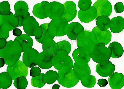 纸上绿色圆圈水彩画