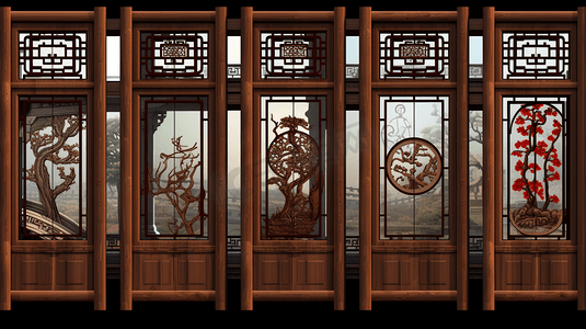 复古传统中国风摄影照片_中国风木窗