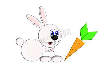 一只小兔子和一根胡萝卜的插图