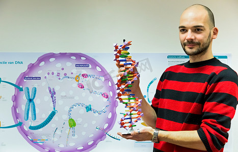 基因治疗摄影照片_生物老师展示 DNA