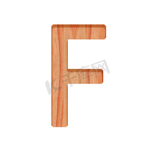 木制复古字母图案美丽的 3d 隔离在白色背景，大写字母 F