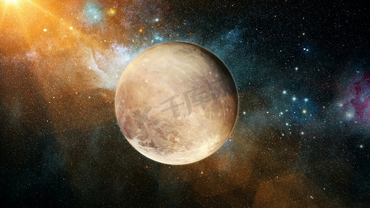 从深空 3D 渲染逼真的美丽行星冥王星