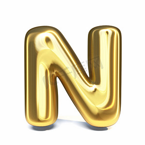 金色字体字母 N 3d