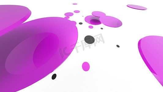 紫色圆圈摄影照片_彩色背景上的紫色金属和不透明圆圈和圆柱体。
