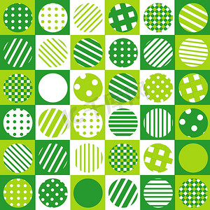 带方形和图案圆圈的绿色几何背景
