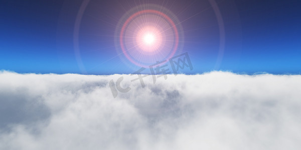太阳光线摄影照片_飞在云层之上 太阳光线 光