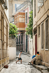 巴库摄影照片_阿塞拜疆巴库市老城街