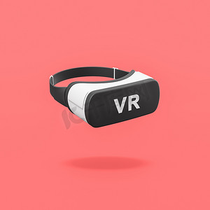 红色背景上的 VR 虚拟现实耳机